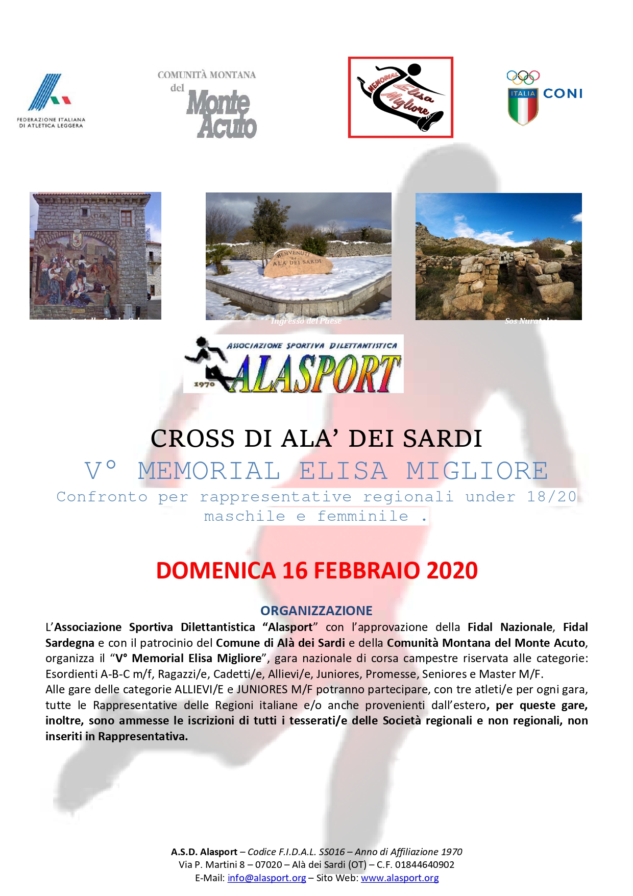 Volantino CROSS DI ALÀ DEI SARDI - MEMORIAL ELISA MIGLIORE V EDIZIONE