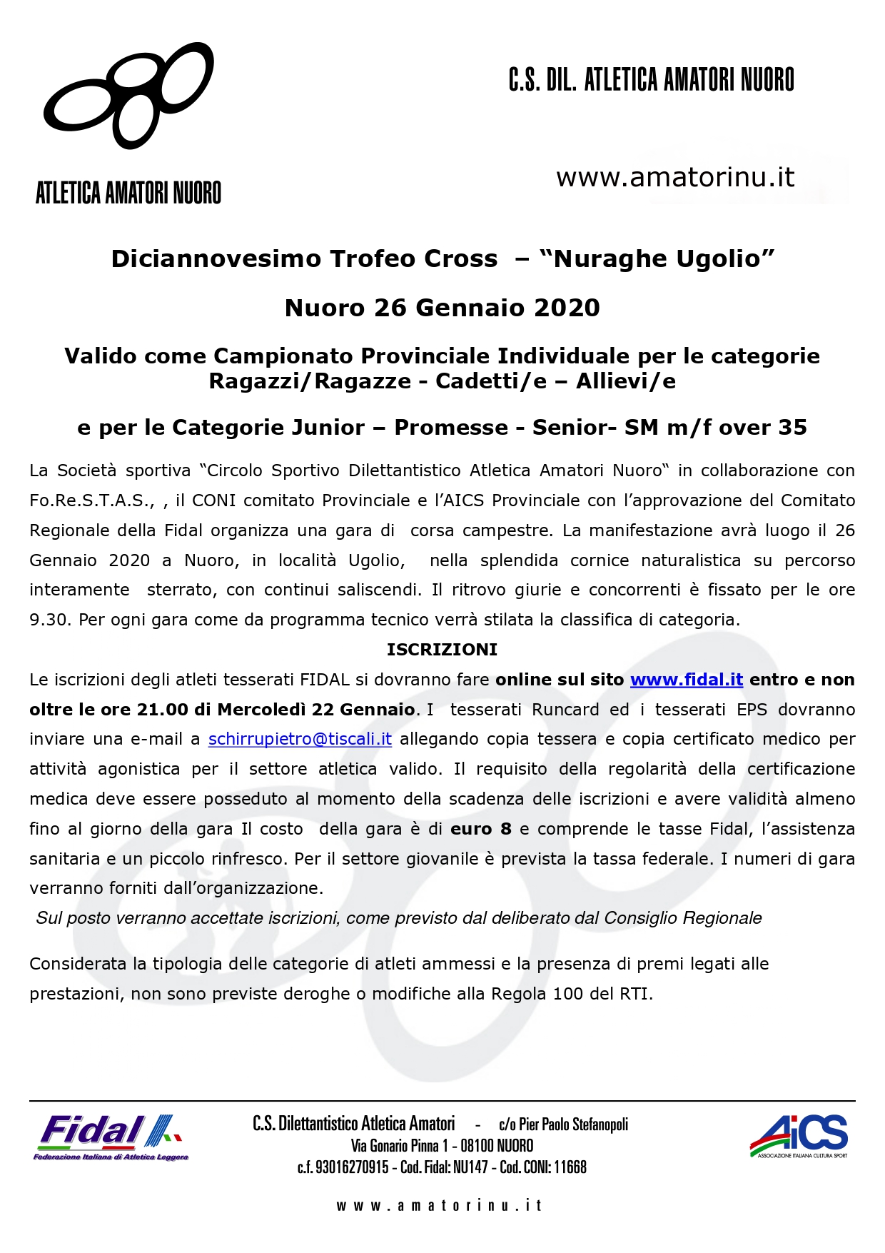 Volantino CROSS NURAGHE UGOLIO XIX EDIZIONE