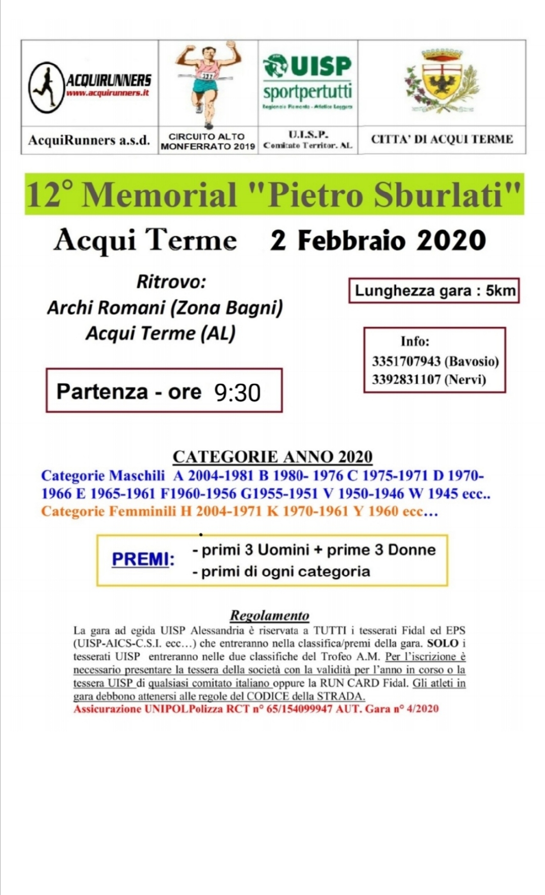 Volantino MEMORIAL GIAN PIERO SBURLATI XII EDIZIONE