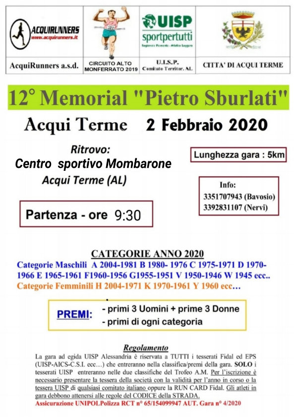 Volantino MEMORIAL GIAN PIERO SBURLATI