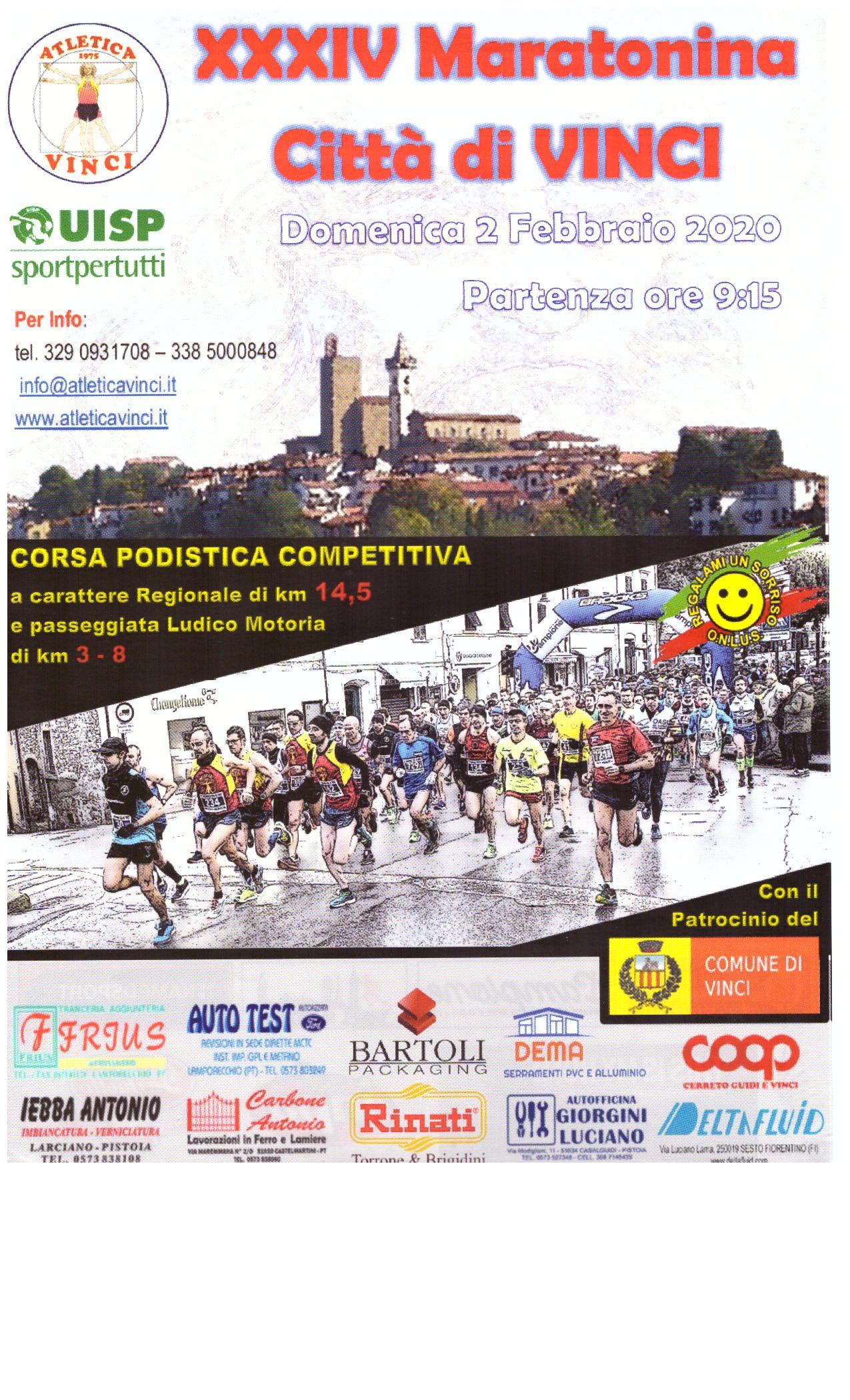 Volantino MARATONINA CITTÀ DI VINCI XXXIV EDIZIONE