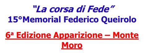 15° Mem. Federico Queirolo "La corsa di Fede" al M. Moro
