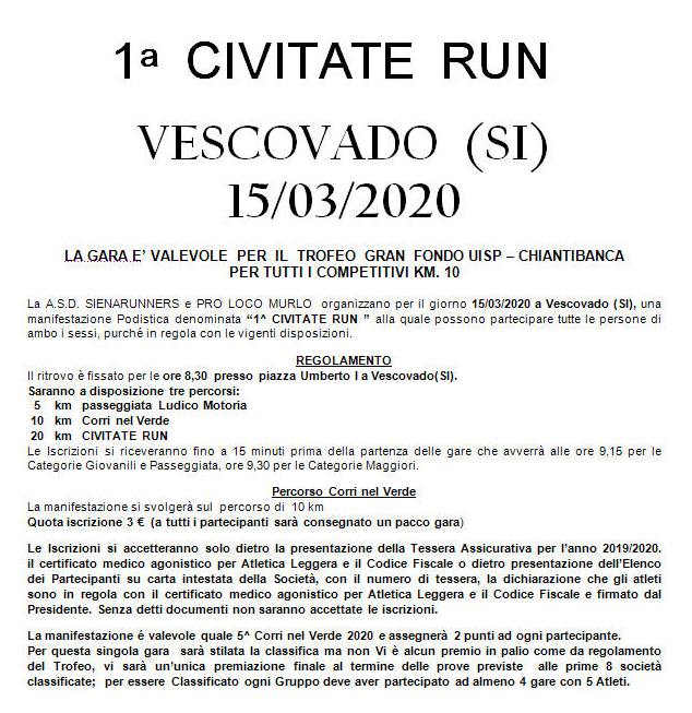 Volantino CIVATE RUN I EDIZIONE