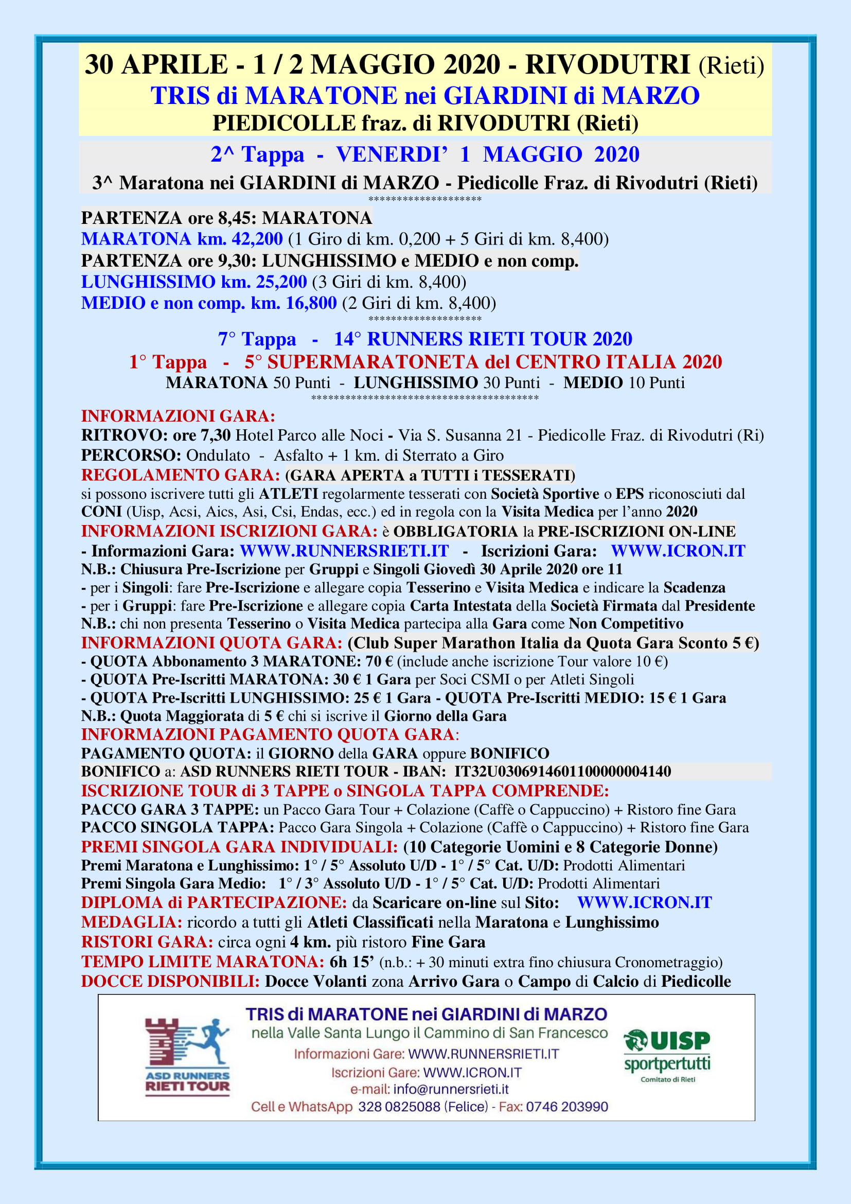 Volantino TRIS DI MARATONE NEI GIARDINI DI MARZO